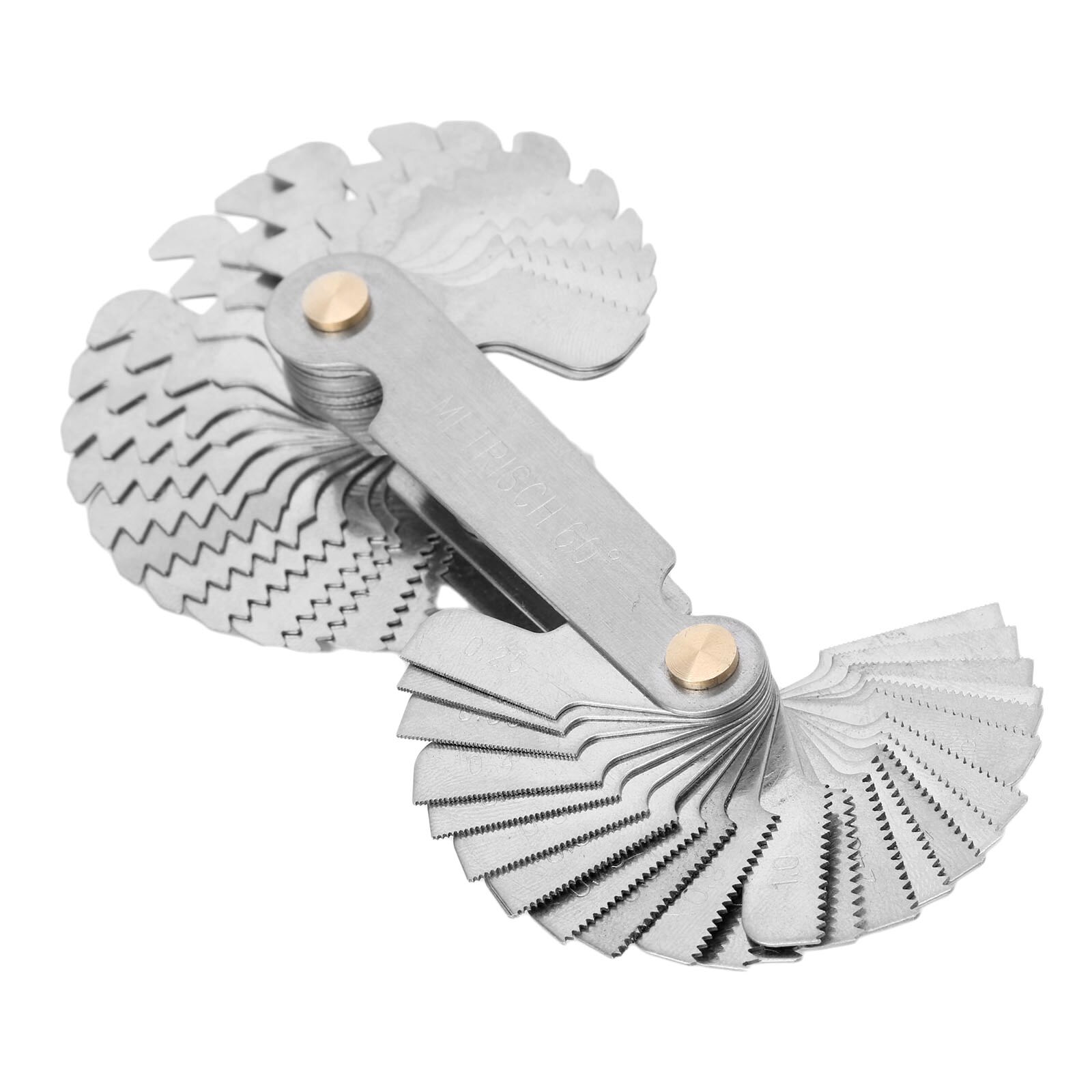 DRELD 52Pcs Steel Thread Measuring Gage Metric Whitworth Screw Pitch Gauge 60 Degree 0.25mm-6mm Measuring Tool