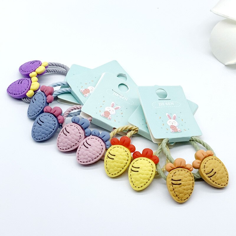 Mini bandeaux pour cheveux mignons de dessin animé pomme carotte, fraise, accessoires pour filles, Mini bandeau gomme colorée,