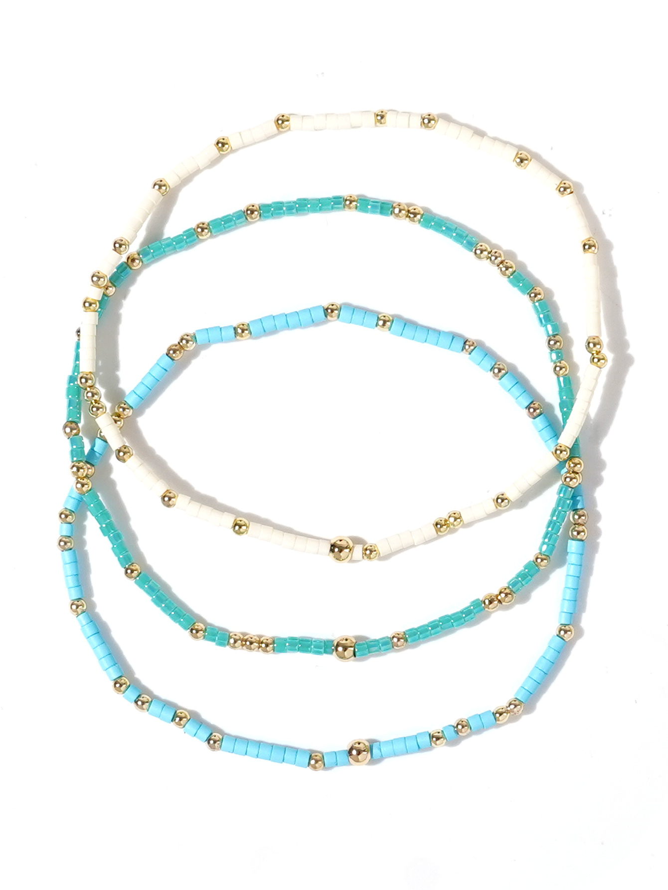 Perles de riz colorées de Style bohème d'été, 3 pièces, perles en cuivre de 2mm, Bracelet de perles empilées