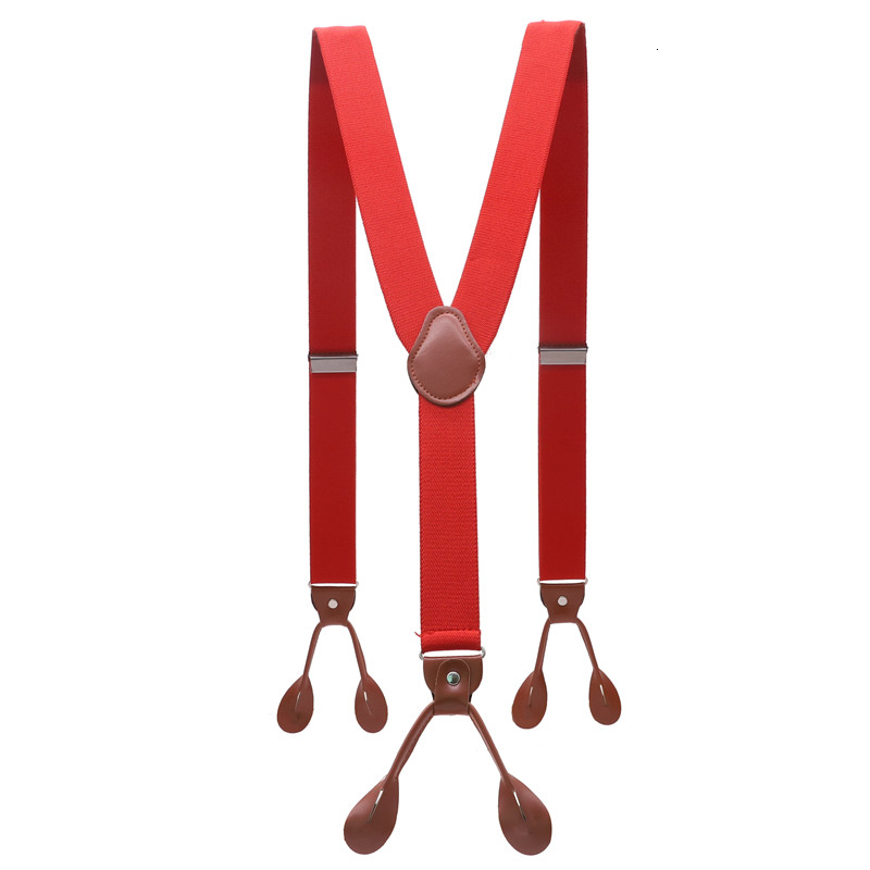 Unisex vintage seler herre seler justerbar 6 -knaps seler elastisk y-form strop bukser brun læder pu: 04