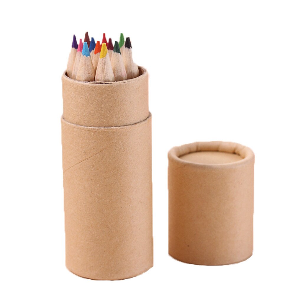 Juego de lápices pequeños de 12 colores para adultos y niños, Cubo de madera para pintar, lápices de colores especiales