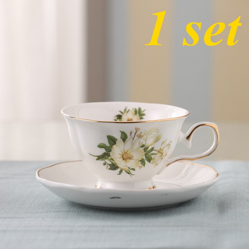 Juego de tazas de té de Taza de Café de Cerámica chino de con de flor, juego de tazas de té elegantes y platillo, juego de cuchara, el mejor: Green