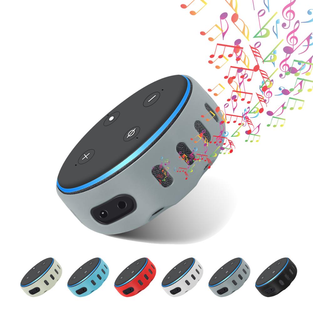 Speaker Silicone Protective Case With for Alexa Echo Dot 3rd Gen Release Skin-Friendly Bluetooth-Compatible Cover: Gray
