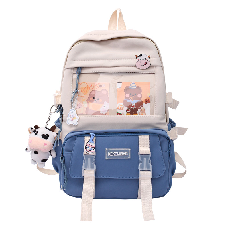 mode vrouwen rugzak kawaii canvas vrijetijdstas rugzak boekentas voor tiener meisje schooltas laptop mochila: 16 inches / Black