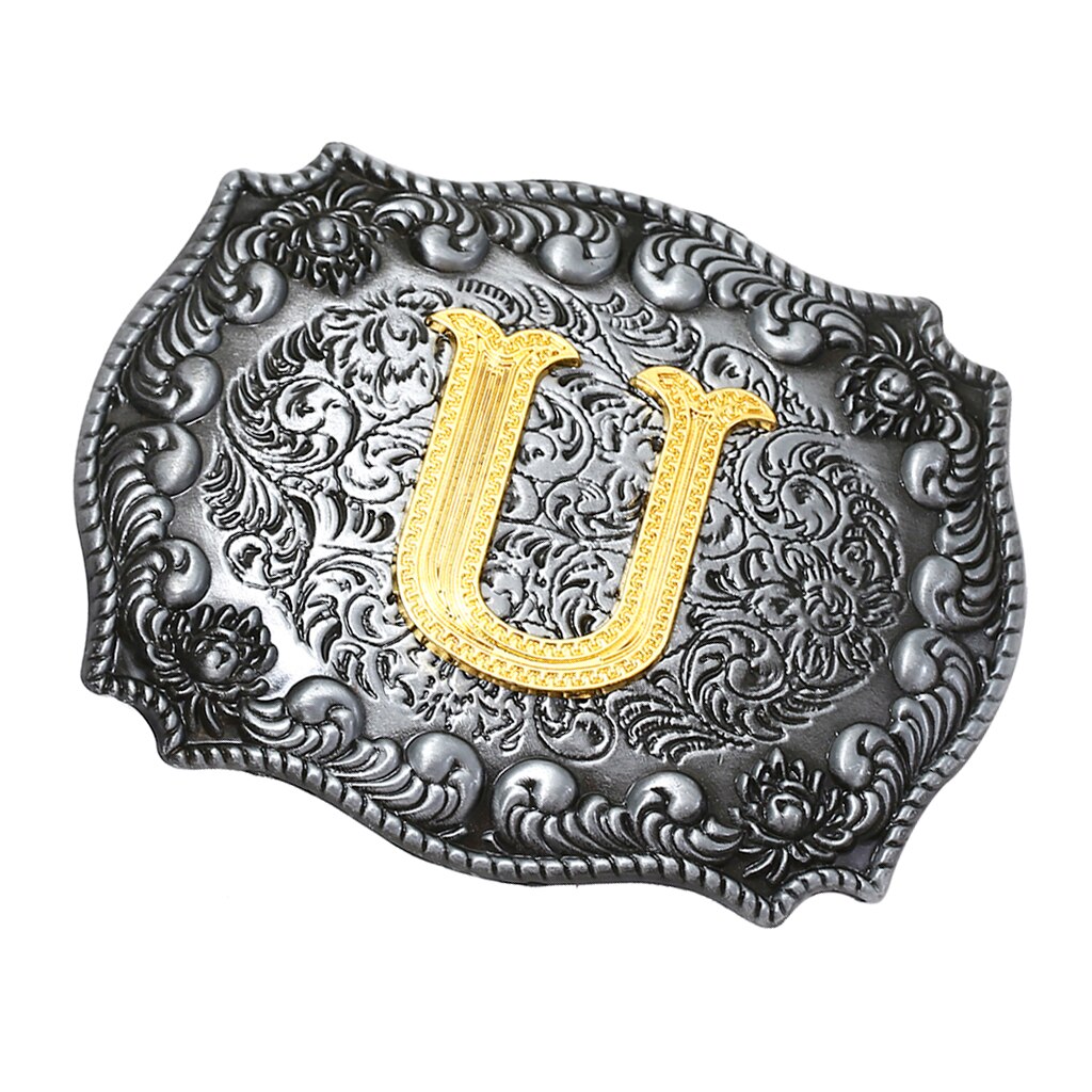 Men Western Cowboy Texas Rodeo Belt Buckle Jewelry Initial Letters A-Z Novelty Man Belt Buckle