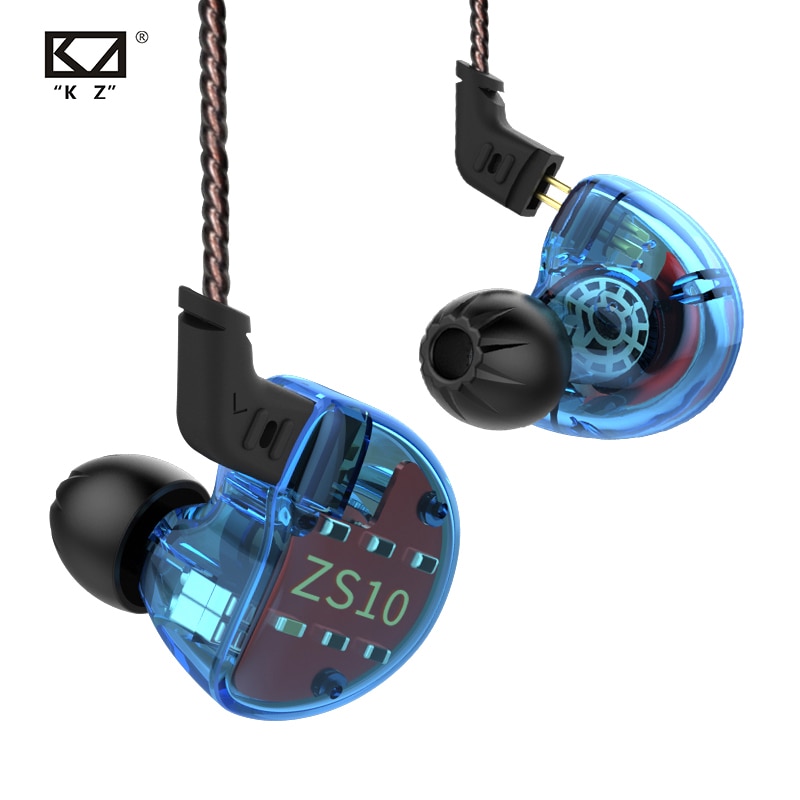 Auriculares KZ ZS10 10 auriculares con controladores 4BA + 1DD Dynamic hybrid auriculares HiFi Bass deportivos auriculares con cancelación de ruido en monitores de oído