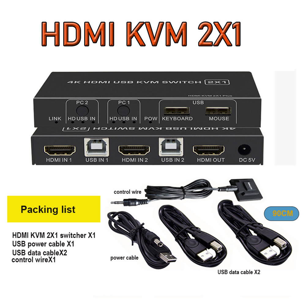 HDMI KVM Switch 4K 60Hz 4-port USB KVM HDMI Switch selector Box USB 2.0 and HDMI 2.0 Switch KVM HDR for mouse,keyboad,monitor: WHITE
