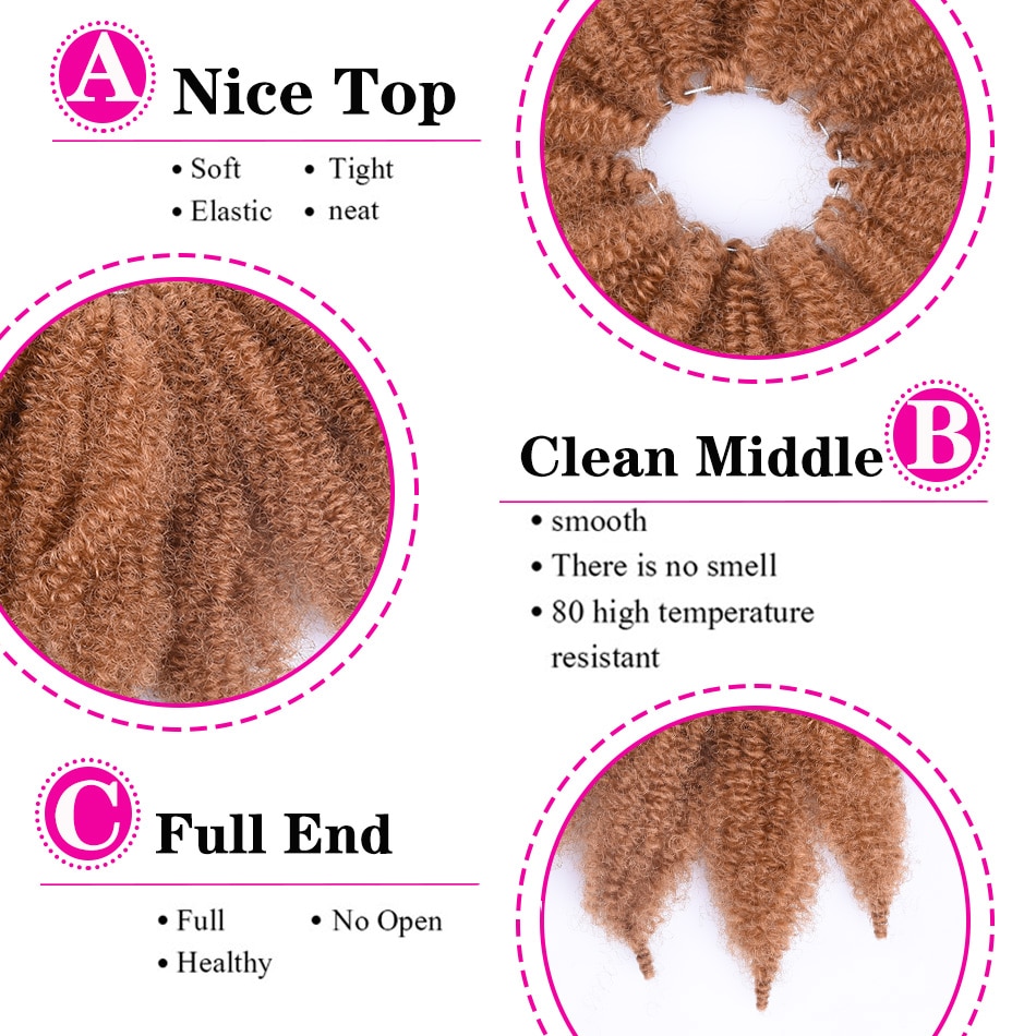 Tresses Afro Marley synthétiques souples 8 ''| Extensions de tresses au Crochet, tresses crépues en Fiber de haute température pour femmes