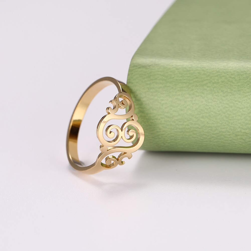 Cazador Vintage fleur filigrane bague femmes couleur or acier inoxydable bagues bijoux anniversaire anniversaire mère