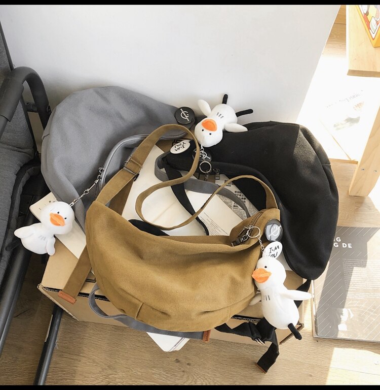 Japanese Casual Lazy Style Messenger Bag Ins Couple Bag Shoulder Bag Girl Wild Canvas Bag Original Uoct.all Small Satchel