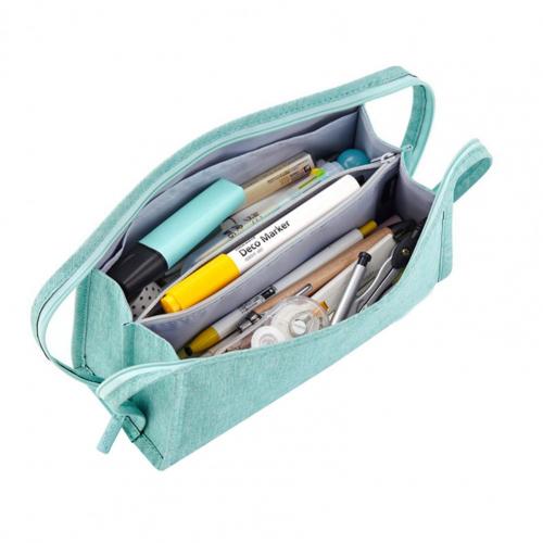 Large Capacity Pencil Case Double Handle Canvas Pencil Bag Storage Box School Stationery Organizer Pencil Storage Pouch Bag: Mint Green