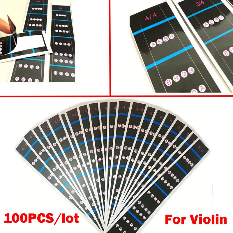 100Pcs 4/4-1/10 Toets Sticker Viool Pitch Positie Sticker Geen Lijm Vinger Positie Sticker Praktijk Trainer Schaal Sticker