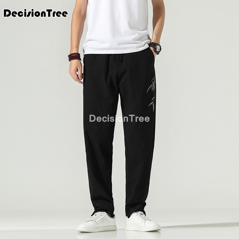 2020 bawełniane spodnie szerokie nogawki męskie spodnie w stylu chińprzejrzeć zwykły spodnie robić joggingu spodnie dresowe męskie spodnie tradycyjne Harajuku luźne spodnie