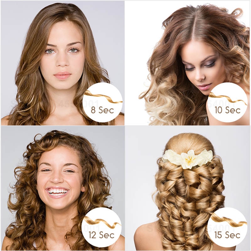 Krøllejern automatisk krøllejern hårkrøller stylingværktøj wave curl styler keramisk varmebræt nem at bruge