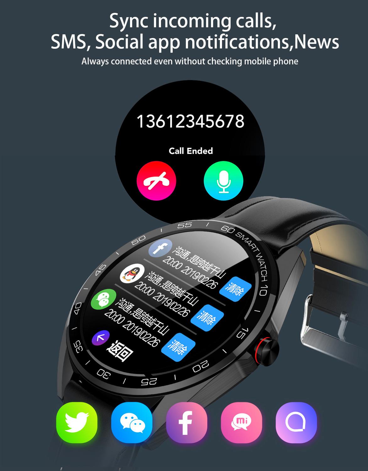 K7 écran rond montre intelligente fréquence cardiaque pression artérielle moniteur de sommeil Smartwatch Fitness Tracker horloge pour hommes pk Huawei