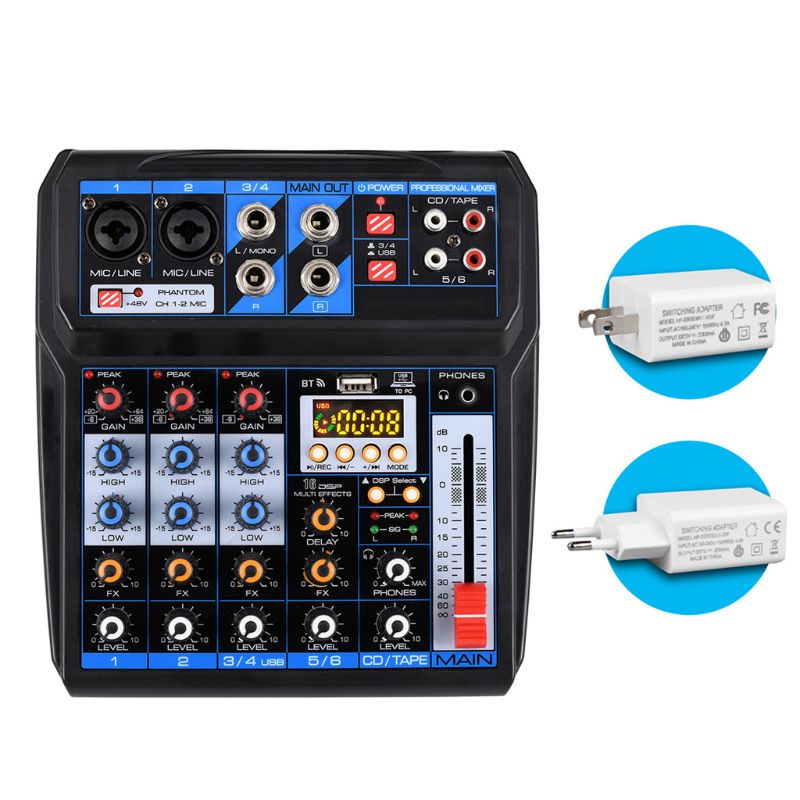 6 kanal 16 DSP Effekte Mixer Sound Mischpult Bluetooth Soundkarte 203A