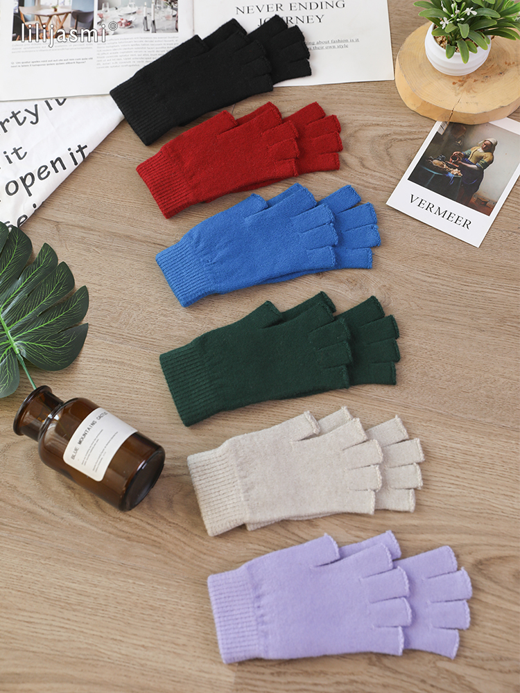 Wolle Fausthandschuh ausgesetzt Fingerspitze Damen Handschuhe Winter Herbst Arbeitshandschuhe gestrickt für Frauen Fingerlose Handschuhe Antrieb Fäustlinge