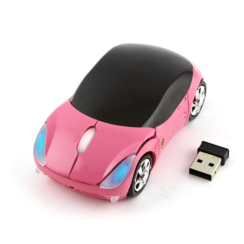 Kleurrijke Led Licht Mini Draadloze Muis Auto Ergonomische 1600 Dpi 3D Roze Sportwagen Computermuis Gamer Optische Muizen Voor laptop Pc: Roze