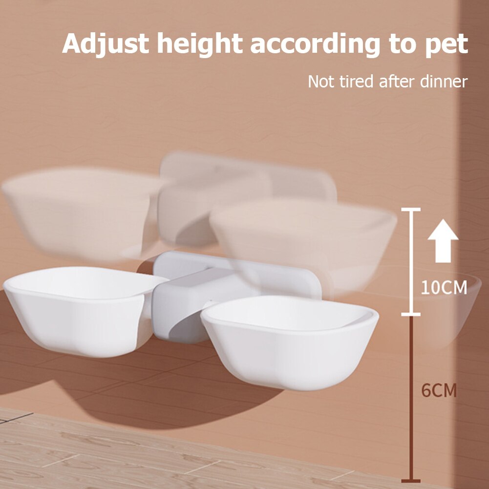Cat Dog Bowl Pet Food Water Bowl Wall Mounted Cat Feeding Water Double Bowl Container Dog Feeder Pet Supplies