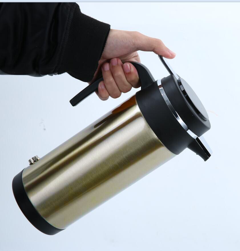 Hervidor eléctrico de agua para vehículo, taza de calefacción de aislamiento térmico para camión de viaje, tetera de coche, botella de 1.2L, 12V/24V