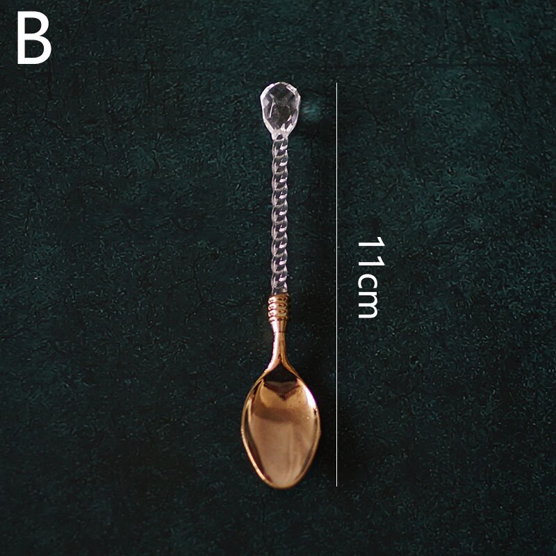 Retro Coffee Spoon Sugar Tea Dessert Cake Spoons Carved Ice Cream Teaspoon Alloy Teaspoon Cutlery Accessories Kitchen Tool: B