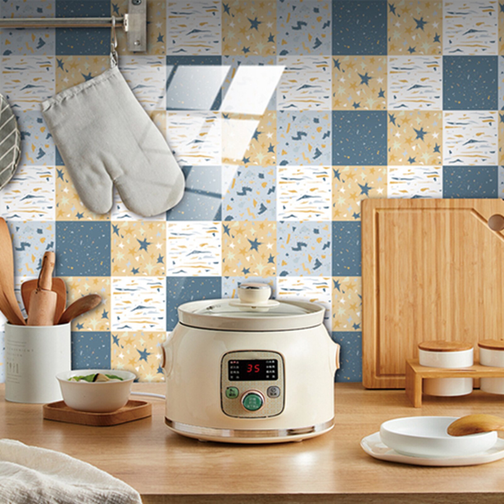 10 stuks terrazzo diy waterdichte zelfklevende tegelstickers kristalfolie
