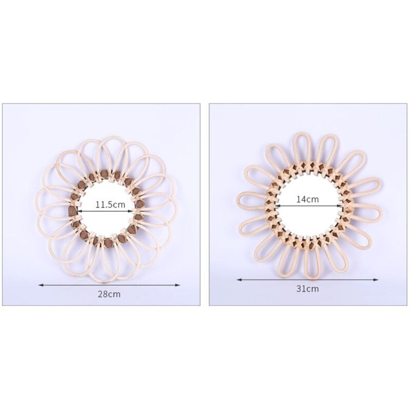 Rotin rond maquillage miroir innovant Art décoration Dressing salle de bain tenture murale miroirs artisanat