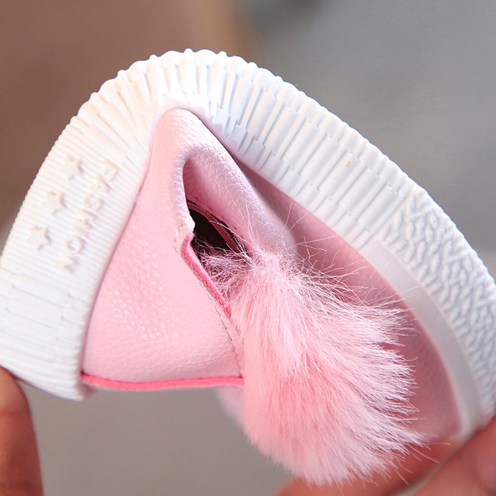 Toddler Children Kids Baby girls boots Rabbit ears Fur Sneaker Girls Cute Bunny Soft Anti-slip Shoes bottes enfant fille