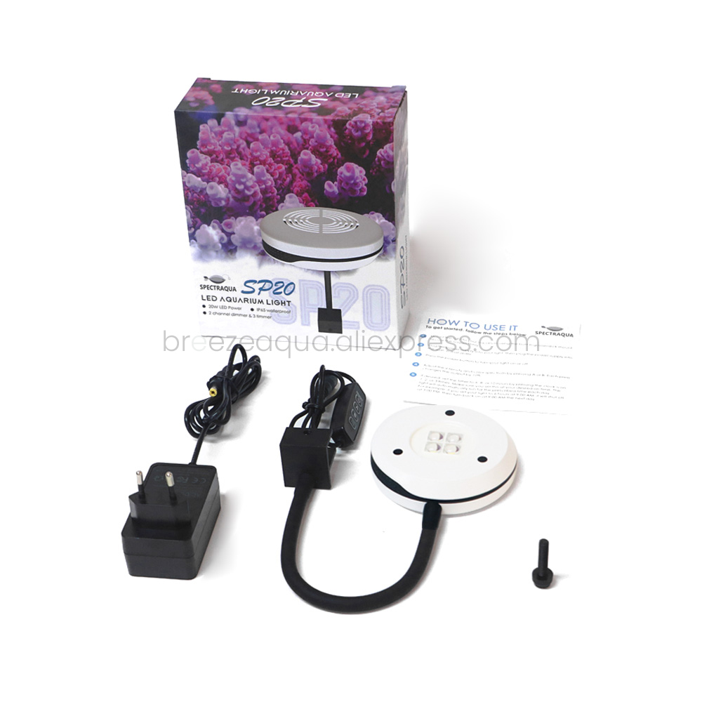 Spectra SP20 110-240V 20W Freshwater Refugium Saltwater Coral Reef Marine LED Aquarium Light for Nano Fish Tank