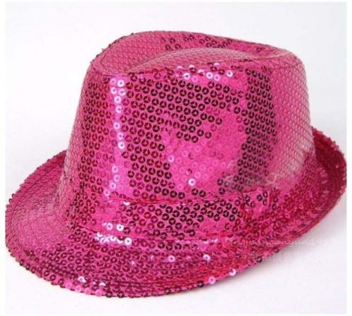 Merk kind kind dansfeest club fedora bling pailletten jazz hoed trilby podium optreden zonne zomerhoed: Rozenrood