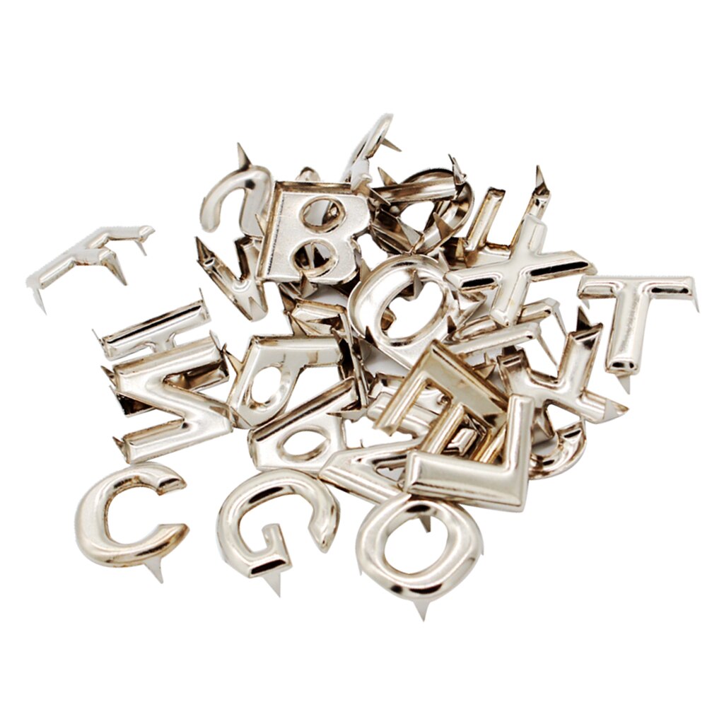 26 stk engelsk bogstavnitter metal læder håndværksreparation nitter dekor 15mm
