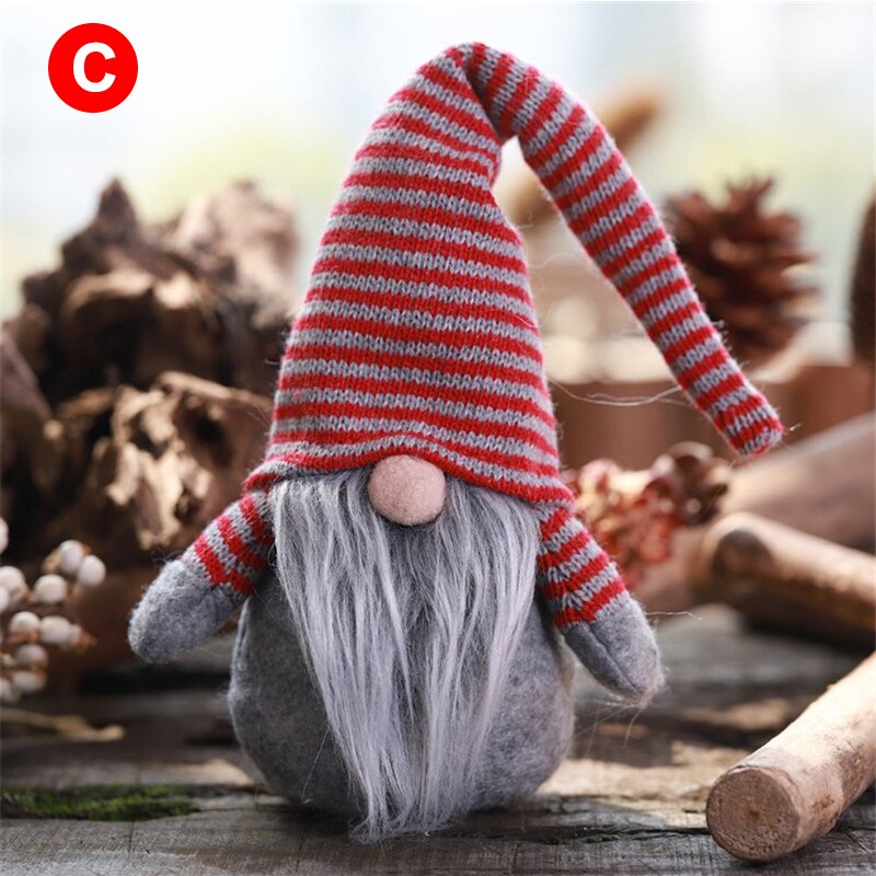 Nette Ornament Gesichtslosen Puppe mit Langen Bart Gestreiften Hütte Weihnachten Gnom Ornament Spielzeug für Party Dekorationen NSV775: c