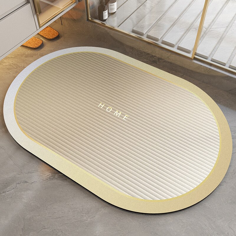 Non Slip Bath Mat Absorbent Quick Drying Diatom Mud Kitchen Floor Mats Bath Tub Side Area Rug Oil Proof Kitchen Entrance Doormat: Beige / 40X60cm