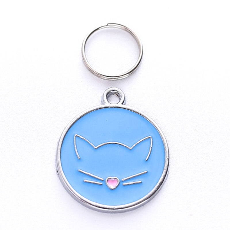 Étiquettes pour chiens, identification animaux domestiques | Nom chien, collier étiquette pendentif chat gravé, accessoires pour animaux de compagnie visage de chat: Blue