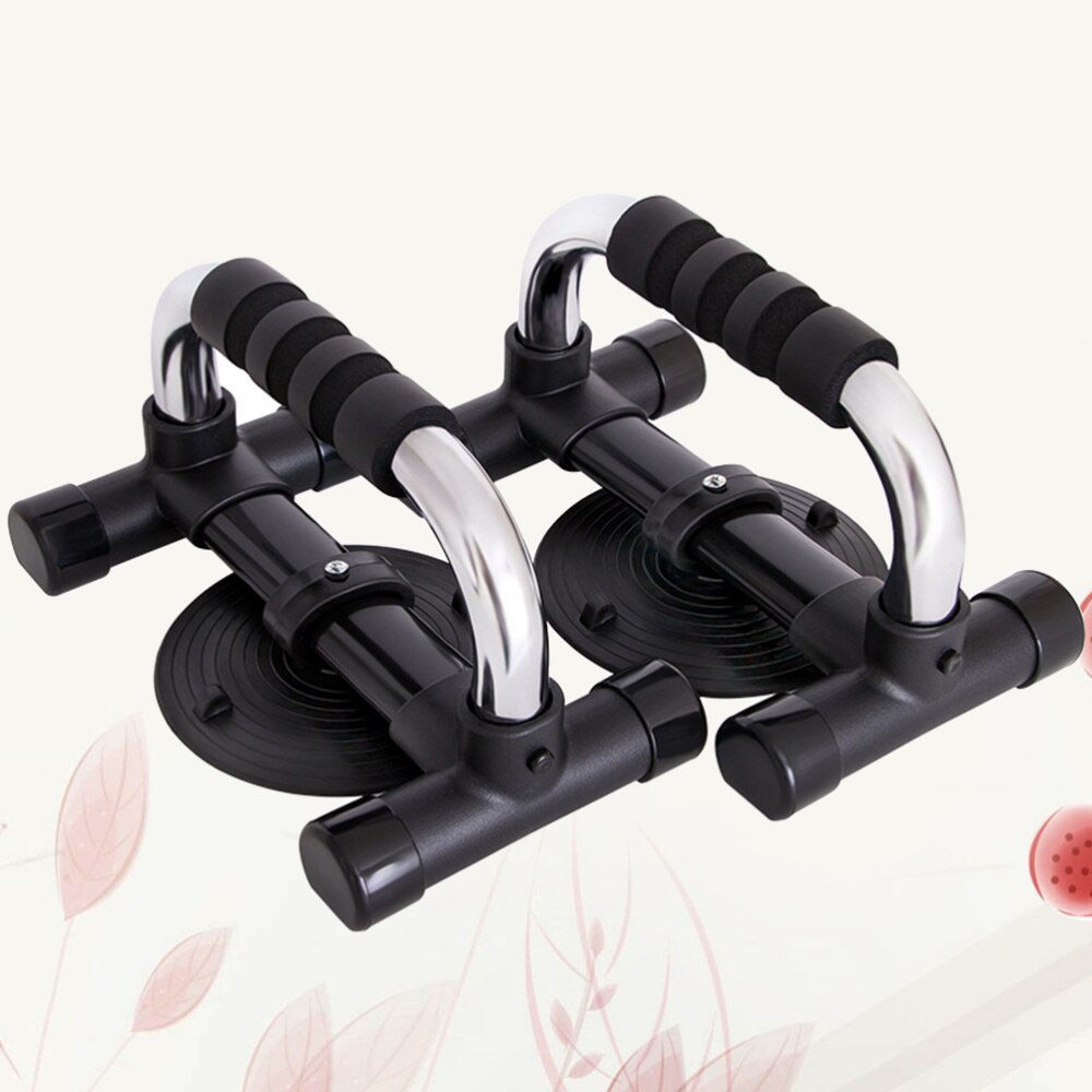 1 par h-type multifunktion push up bars skum greb hjem med sugekop gym indendørs sports crunches fitness bodybuilding non sl: Sort