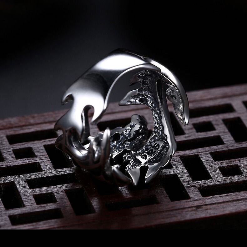 domineering flame dragon ring men's retro opening adjustable ring to make old men's ring personality