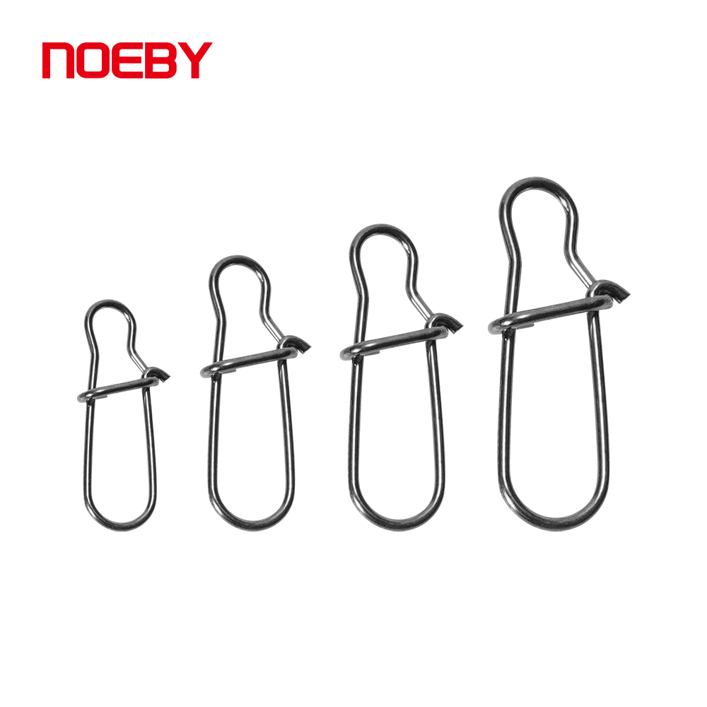 Noeby Stainless Steel Lock Snap Fishing Connector Fast Clip Swivel Solid Rings Safety Snaps Fishing Hook Tackle Snap