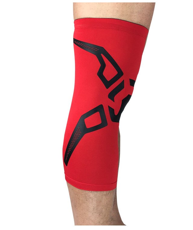 Ginocchio del manicotto della protezione brace supporto artrite bendaggio elastico di calcio di calcio basket pallavolo estate traspirante: Red-black / XL