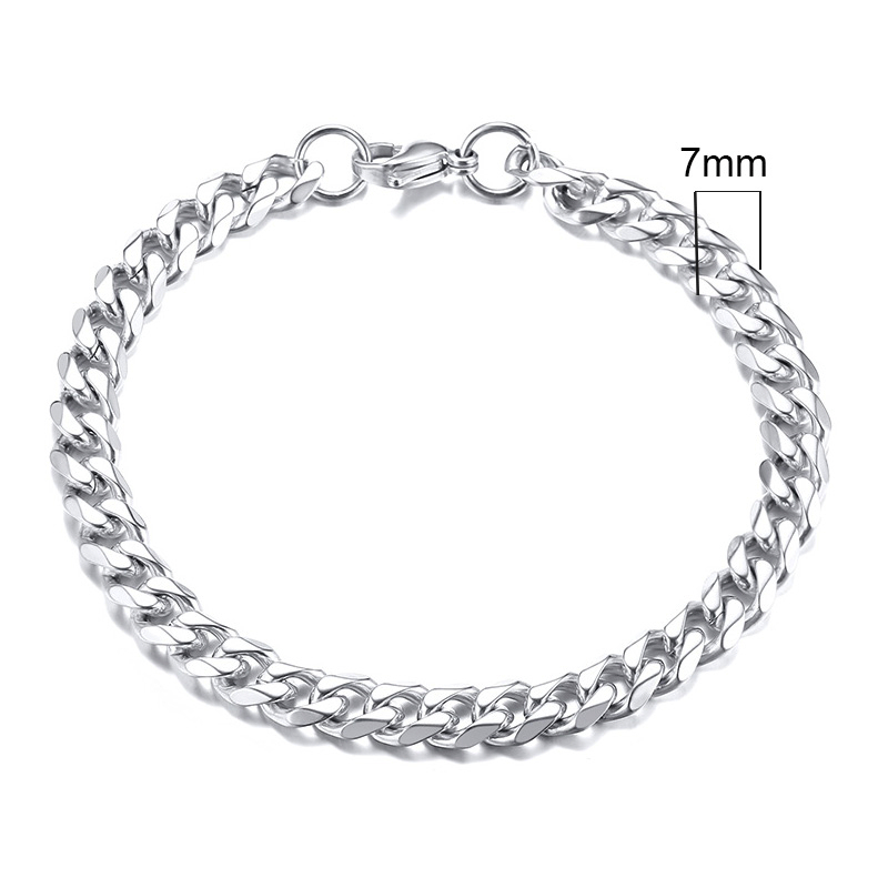 Vnox Heren Eenvoudige 3-11mm RVS Curb Cubaanse Link Chain Armbanden voor Vrouwen Unisex Pols Sieraden