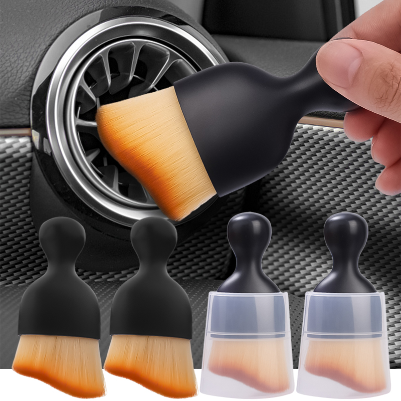 Cepillo suave para limpieza de ventilación de coche, herramienta de limpieza Interior de coche con carcasa, cepillo Artificial para coche, polvo para grietas de coche, detalles de coche