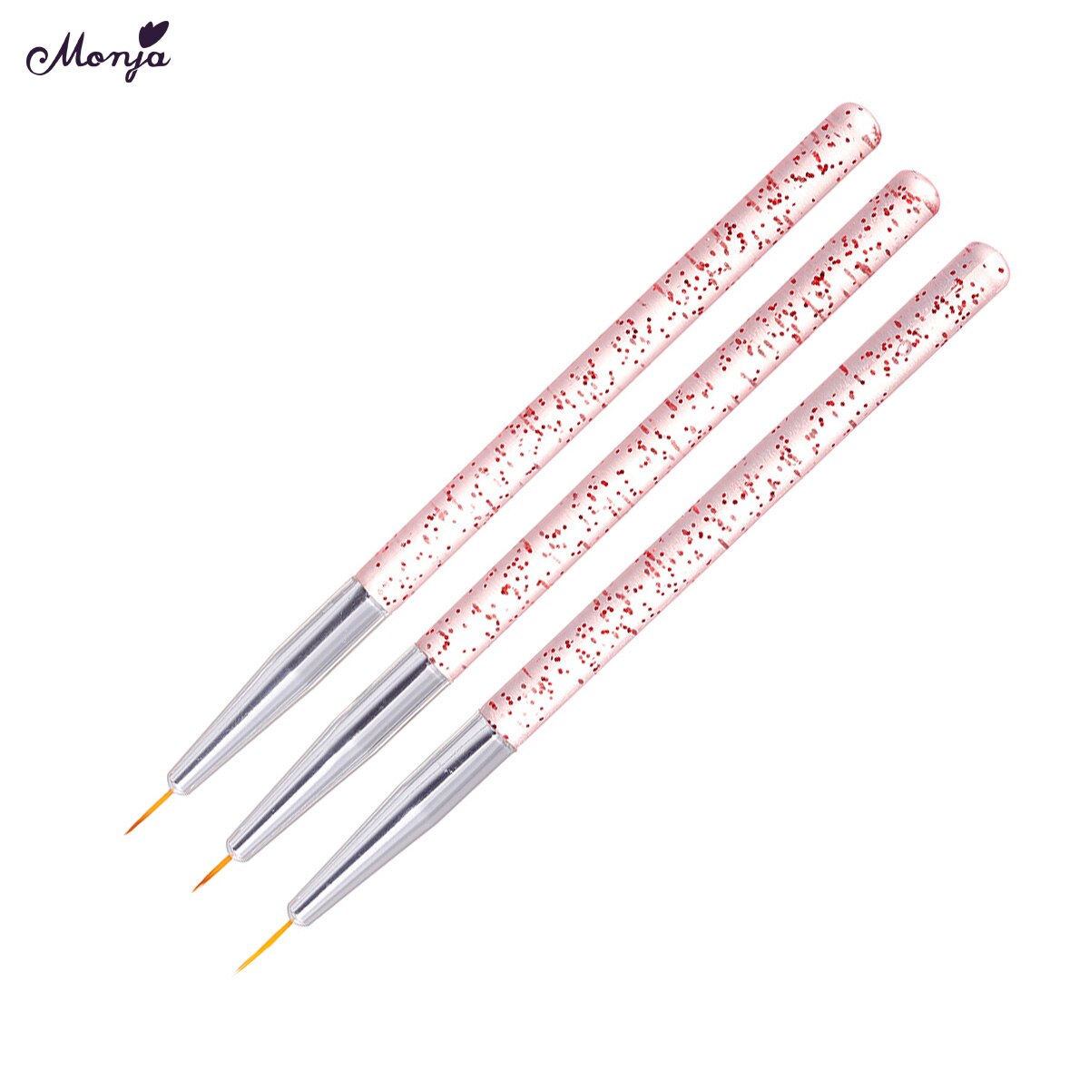 Monja 3 Stks/set Nail Art Meerdere Stijlen Handvat Schilderij Borstel Kit Franse Streep Line Liner Patroon Diy Tekening Pen Manicure tool: 4