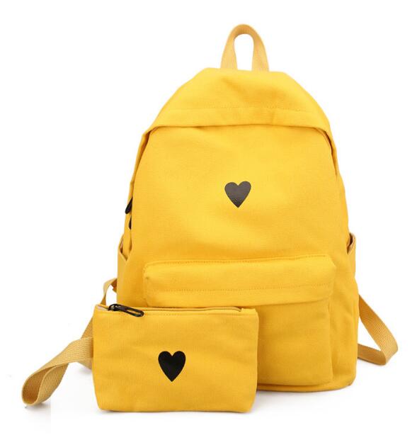 Chuwanglin print lærred rygsæk rejsetaske preppy stil skoletaske til teenagepiger laptop rygsække mochila  g91820: Gul