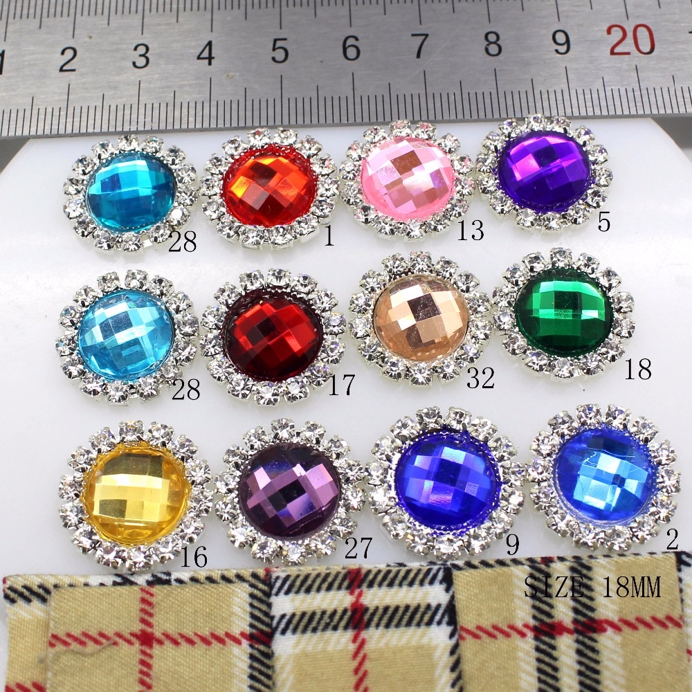 Lot De 10 Boutons Acrylique Strass Gris - 2 Trous, Diamètre 12 Mm - Création Couture - Neuf