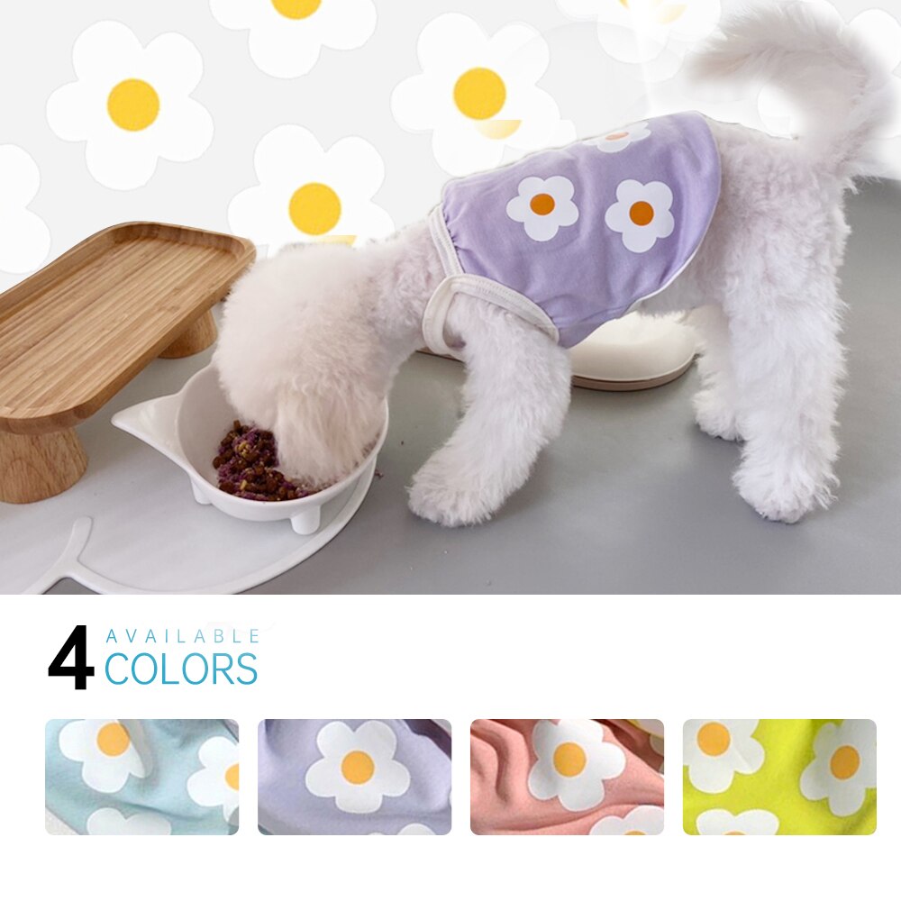 Summer Outdoor Cartoon Dog Clothes T-shirt Vest Flower Printing Clothes For Dog Shirt For Small Medium Puppy