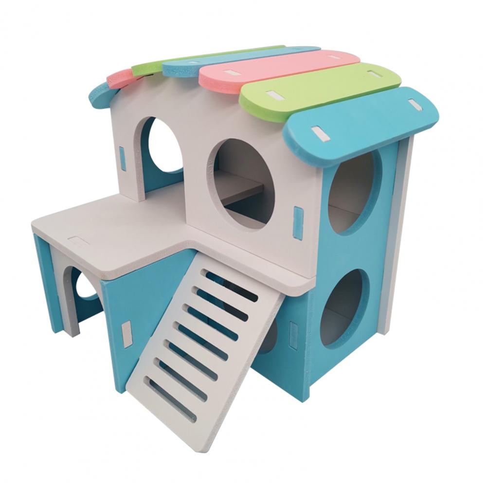 Safe Pet Landscaping Ventilated Mouse Sleeping Nest House Toy for Rat Hamster Villa Small Pets House: Blue