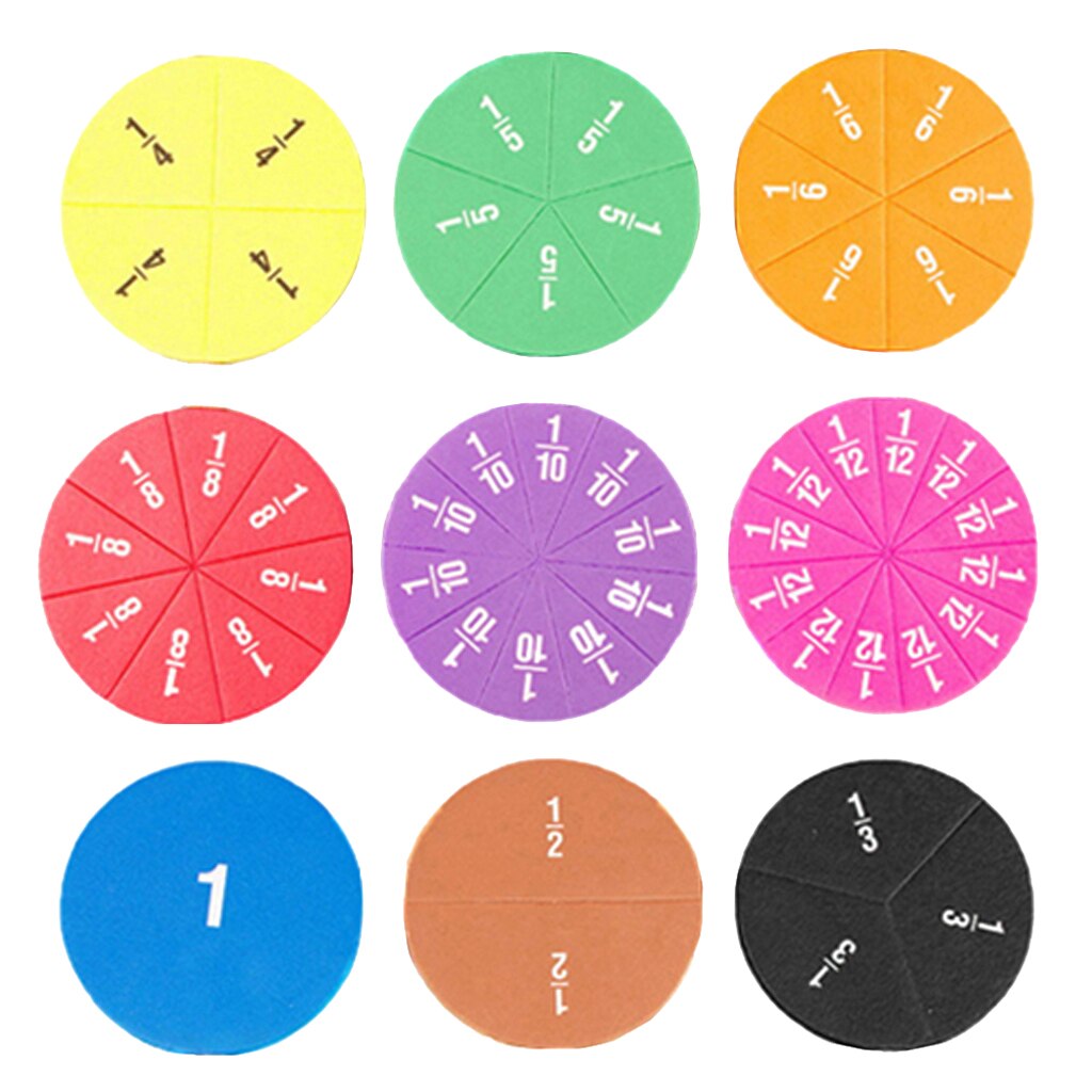 51pcs Magnetic Circular Fractions Card Toys Education Math Learning Number