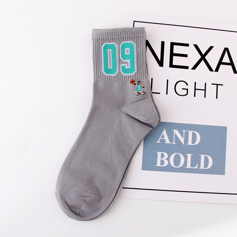 Mannen Sport Sokken Basketbal Sokken Elite Dikke Letters Geborduurd Sport Sokken Antislip Duurzaam Skateboard Sokken: Gray 09