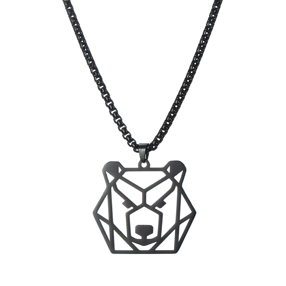 Skyrim ours loup tigre léopard chien Lion Animal pendentif collier en acier inoxydable boîte de déclaration chaîne mâle hommes colliers bijoux