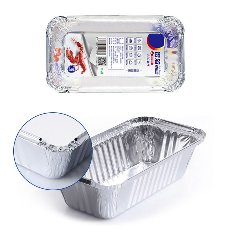 10 stuks wegwerp aluminiumfolie blikken bakvorm rechthoek brood cake bakplaat bbq  e7cb