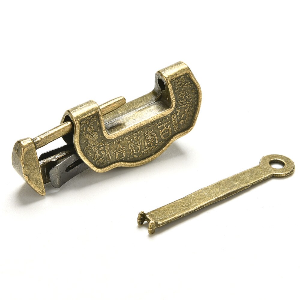 ZLinKJ 1PCS 3.5*1.7*1 cm Chinese Vintage Antieke Oude Stijl Lock/Key Uitstekende Messing gesneden Woord Hangslot